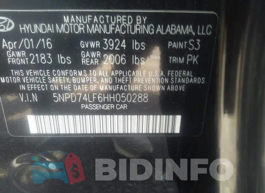 5NPD74LF6HH050288 Photo# 9