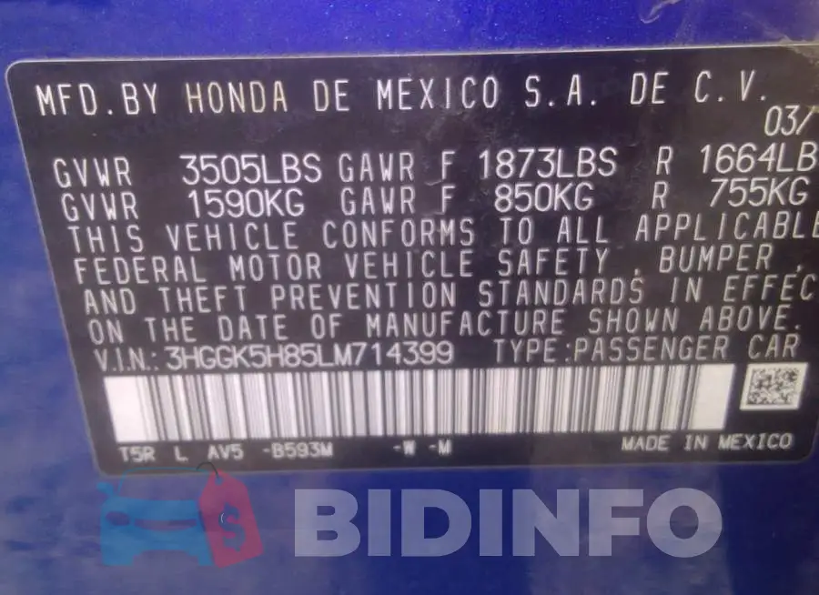 3HGGK5H85LM714399 Photo# 9