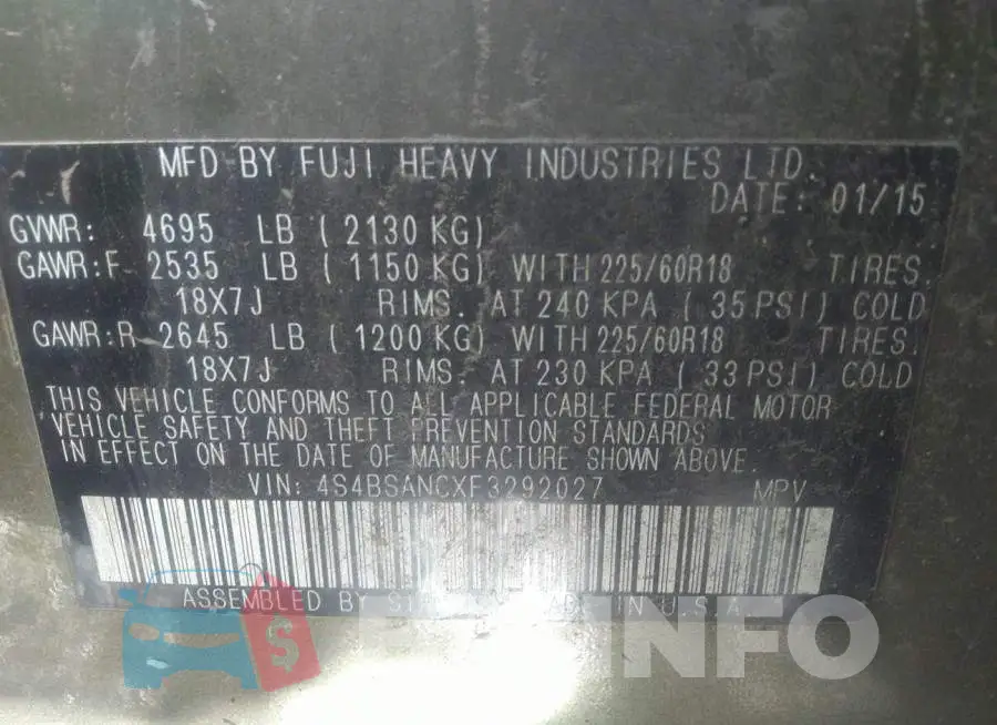 4S4BSANCXF3292027 Photo# 9