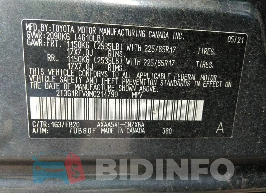 2T3G1RFV8MC214790 Photo# 9