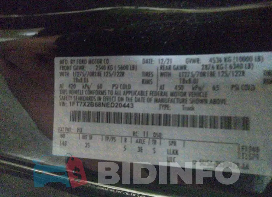 1FT7X2B68NED20443 Photo# 9