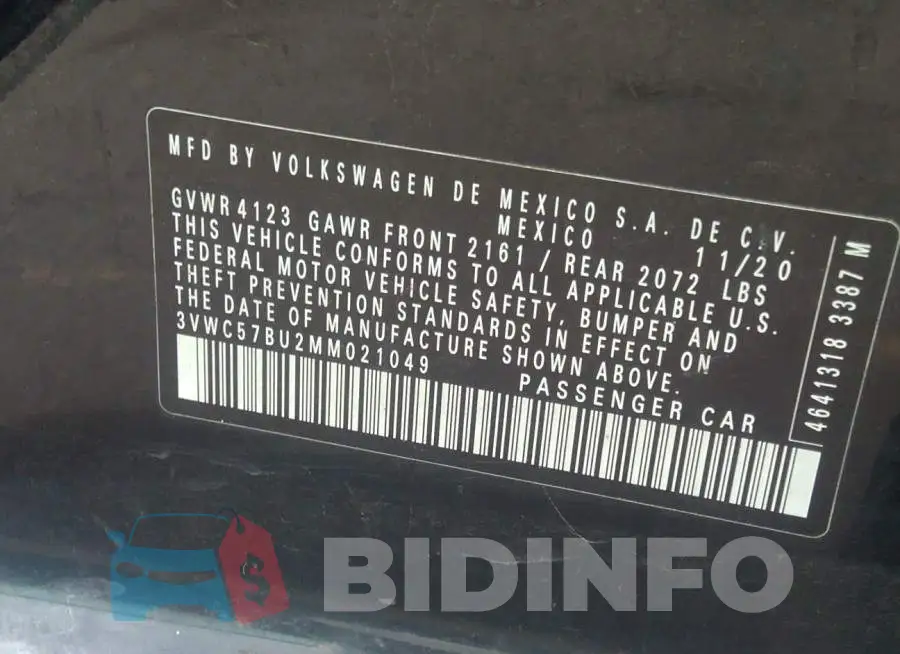 3VWC57BU2MM021049 Photo# 9