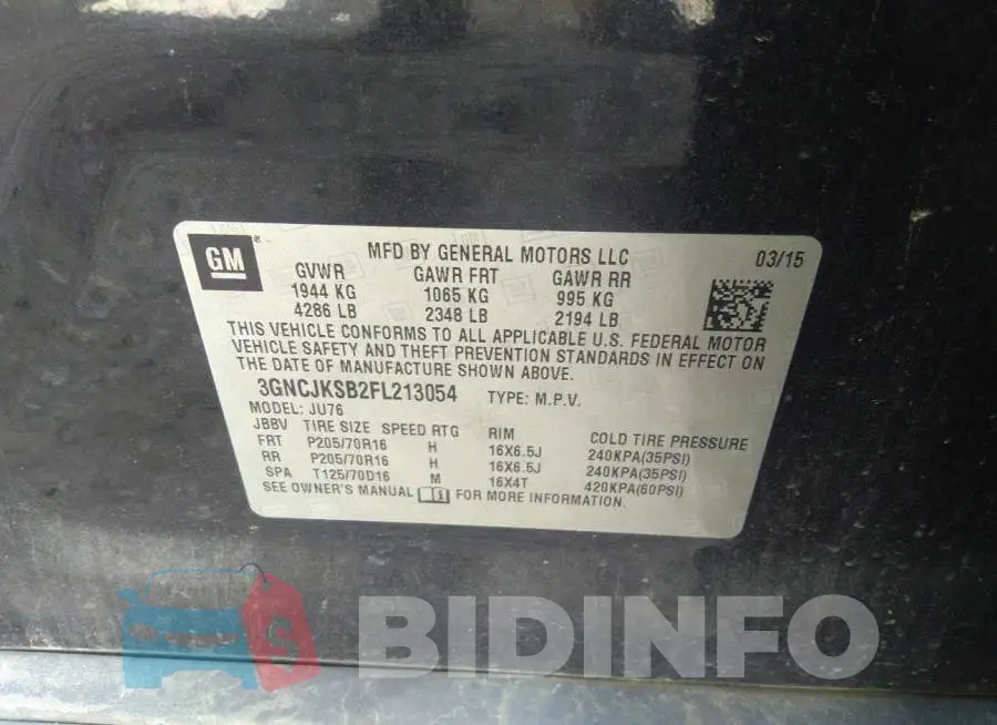 3GNCJKSB2FL213054 Photo# 9