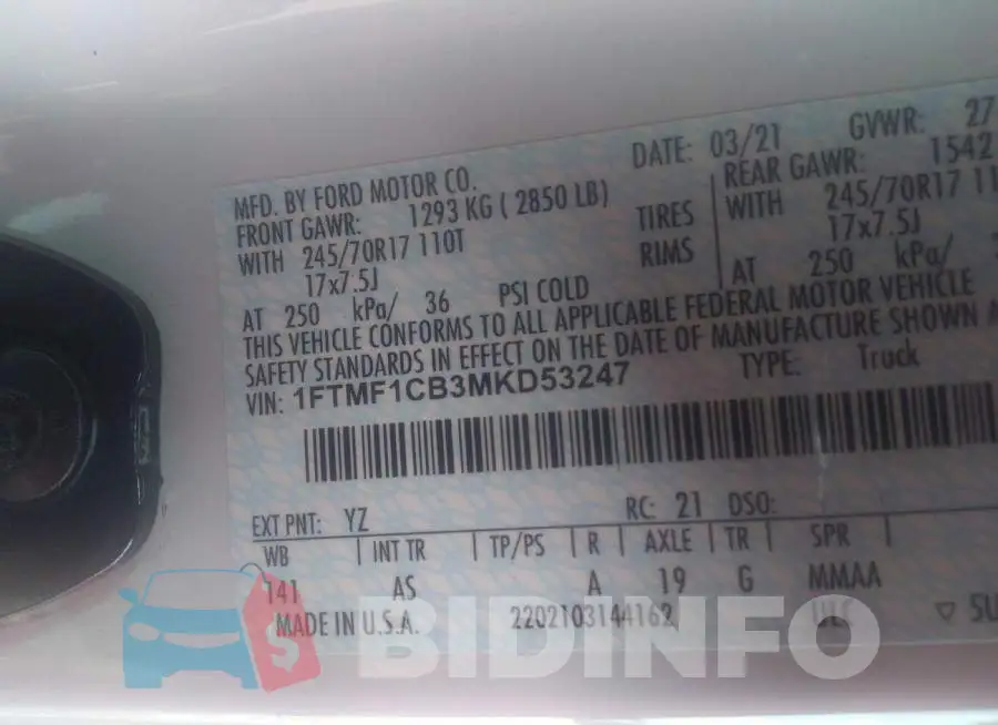 1FTMF1CB3MKD53247 Photo# 9