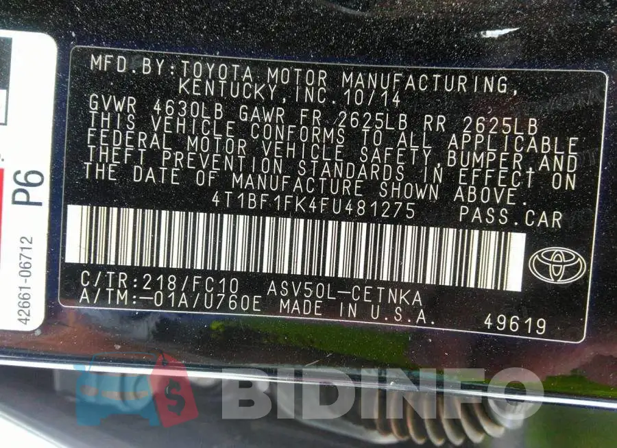 4T1BF1FK4FU481275 Photo# 9