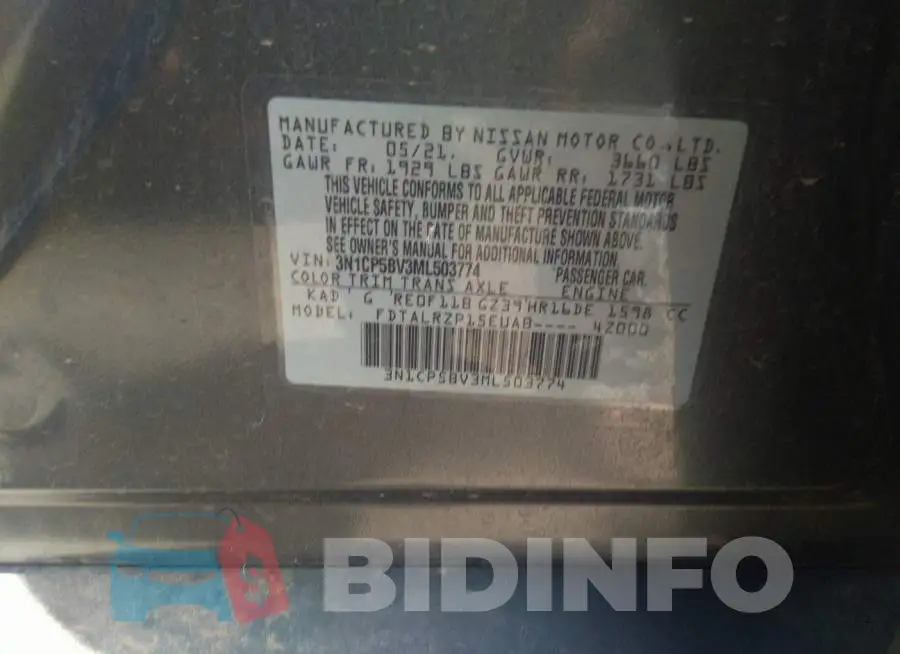 3N1CP5BV3ML503774 Photo# 9