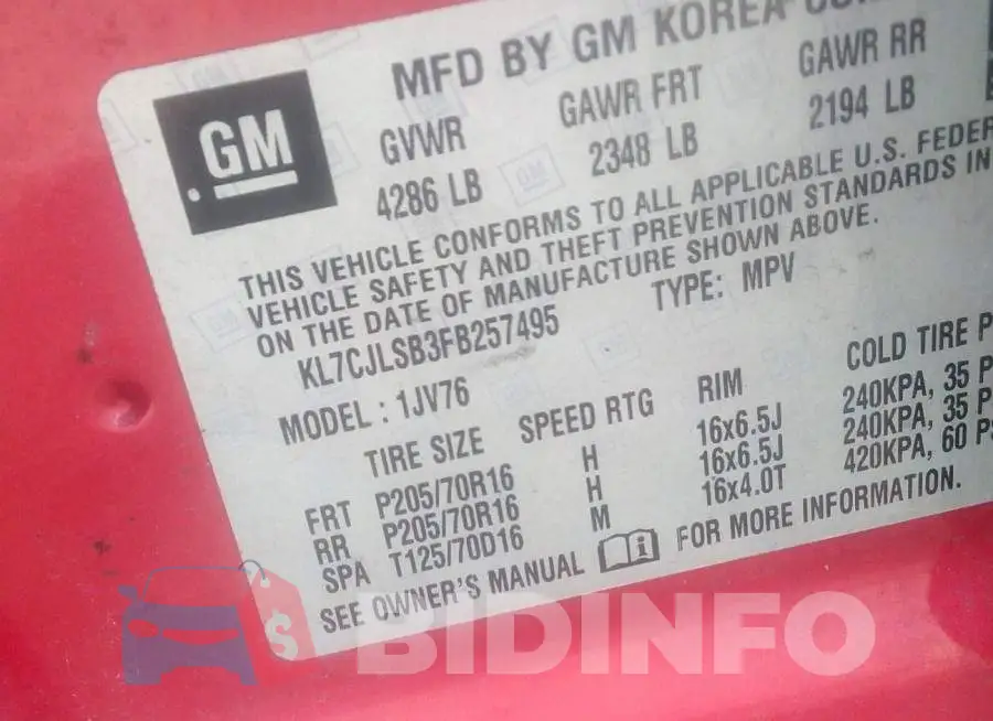 KL7CJLSB3FB257495 Photo# 9