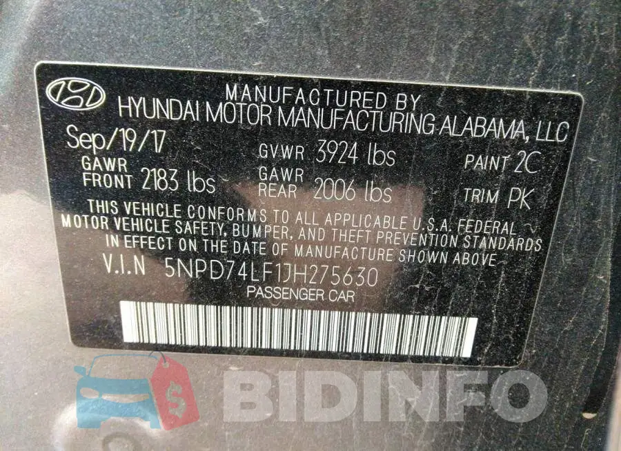 5NPD74LF1JH275630 Photo# 9
