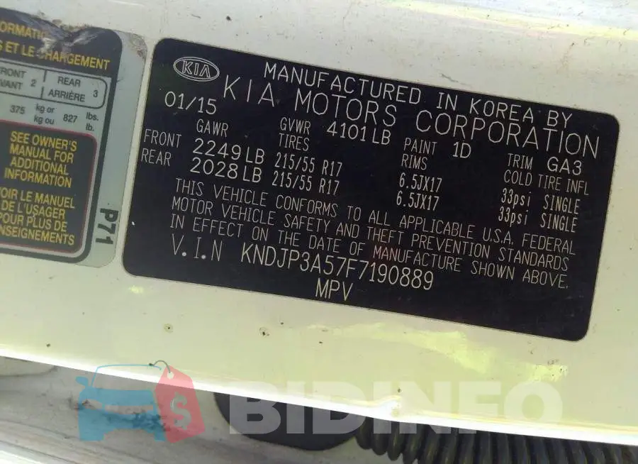 KNDJP3A57F7190889 Photo# 9