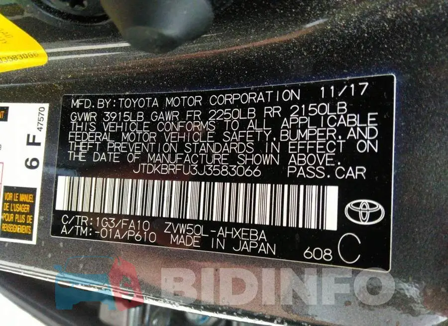 JTDKBRFU3J3583066 Photo# 9
