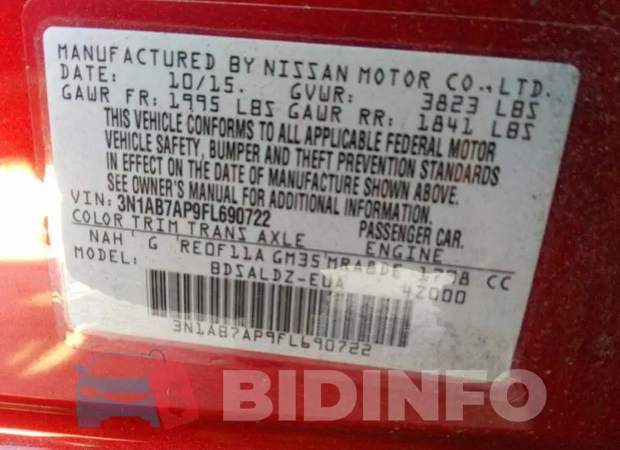 3N1AB7AP9FL690722 Photo# 9