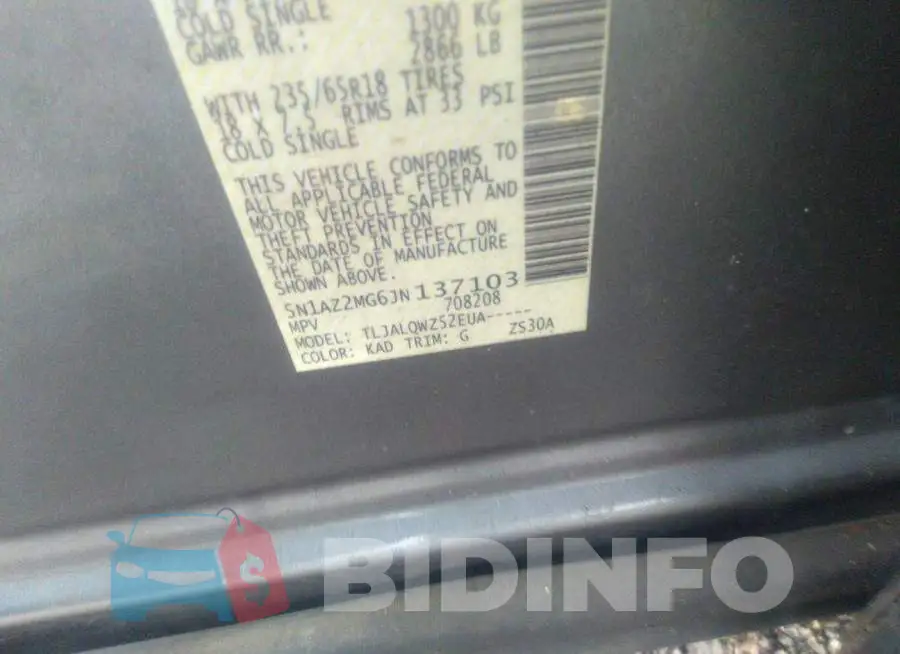 5N1AZ2MG6JN137103 Photo# 9
