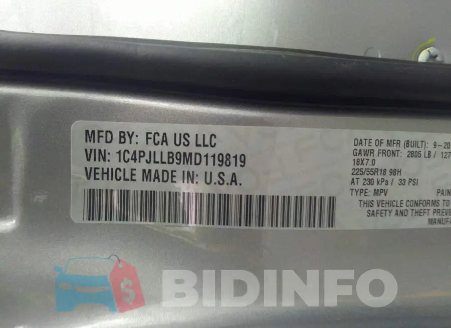 1C4PJLLB9MD119819 Photo# 9
