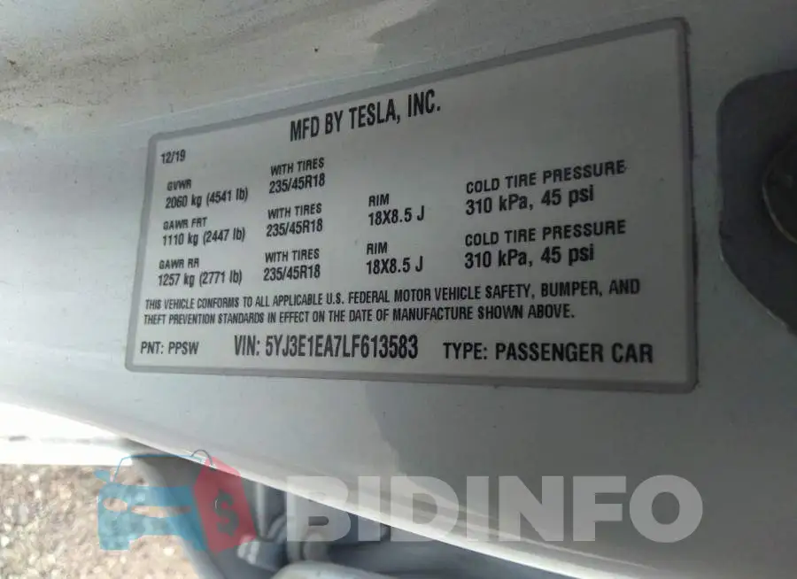 5YJ3E1EA7LF613583 Photo# 9