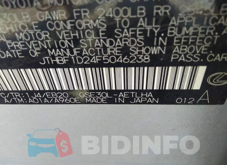 JTHBF1D24F5046238 Photo# 9