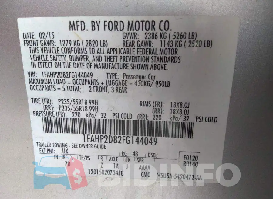 1FAHP2D82FG144049 Photo# 9