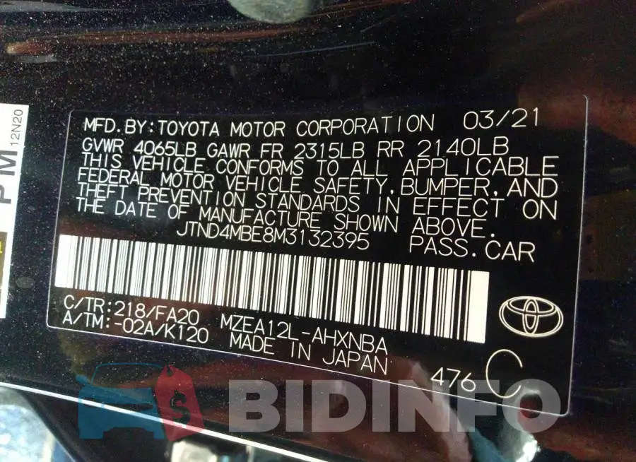 JTND4MBE8M3132395 Photo# 9