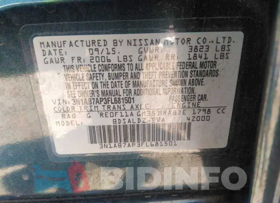 3N1AB7AP3FL681501 Photo# 9