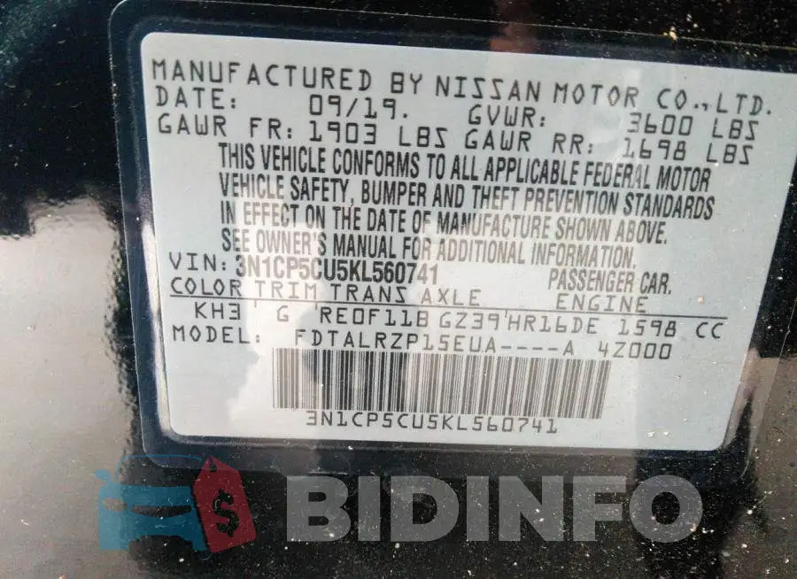 3N1CP5CU5KL560741 Photo# 9