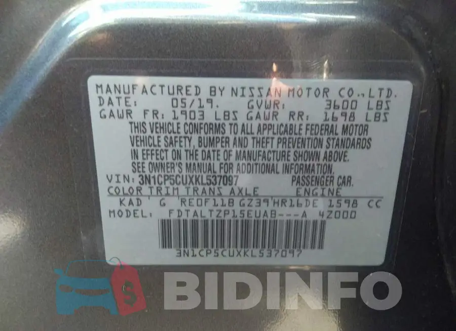 3N1CP5CUXKL537097 Photo# 9
