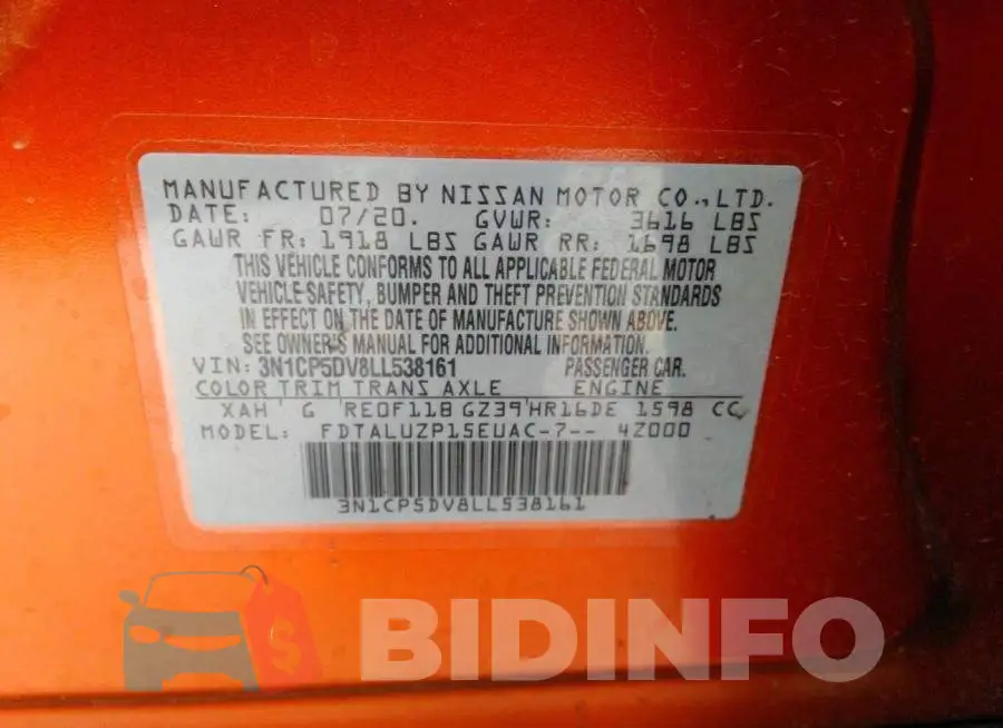 3N1CP5DV8LL538161 Photo# 9