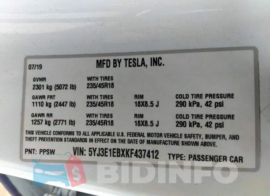 5YJ3E1EBXKF437412 Photo# 9