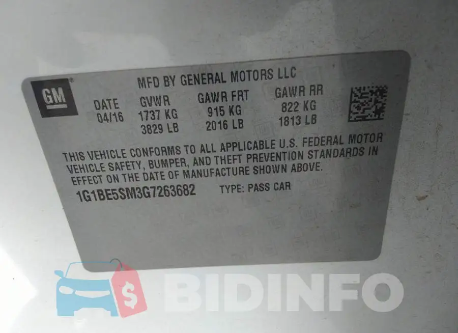 1G1BE5SM3G7263682 Photo# 9
