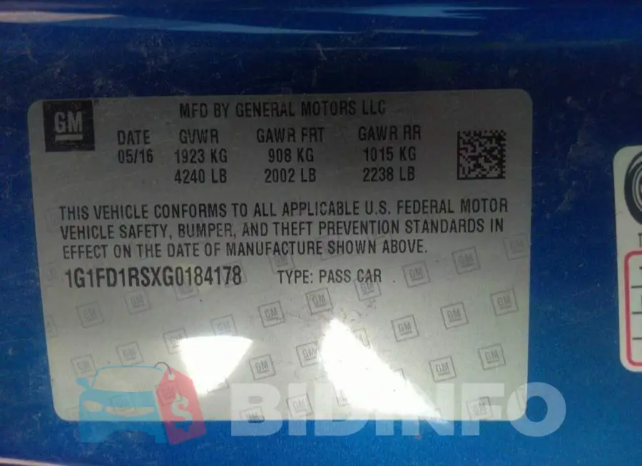 1G1FD1RSXG0184178 Photo# 9