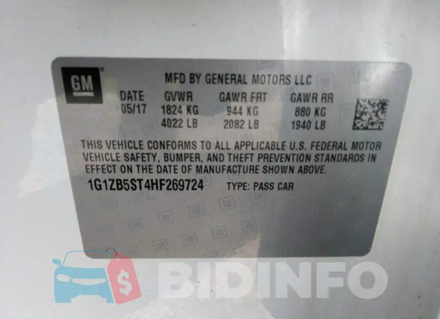 1G1ZB5ST4HF269724 Photo# 9