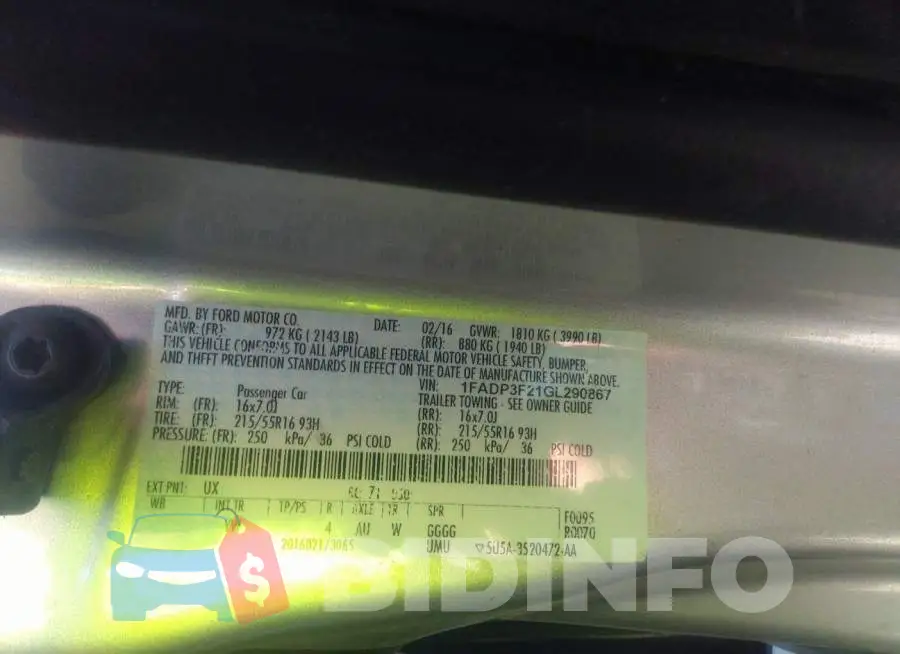 1FADP3F21GL290867 Photo# 9
