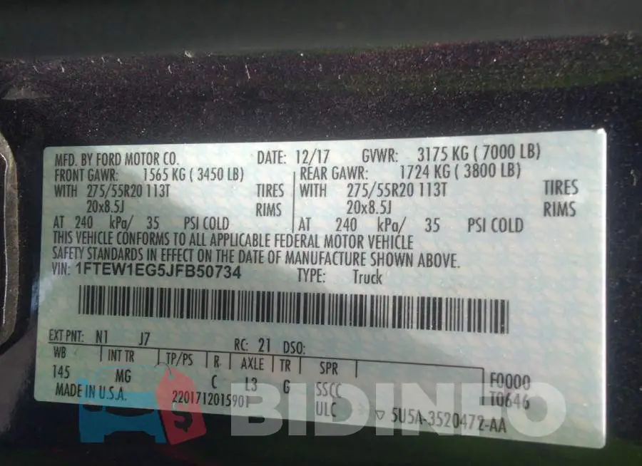 1FTEW1EG5JFB50734 Photo# 9
