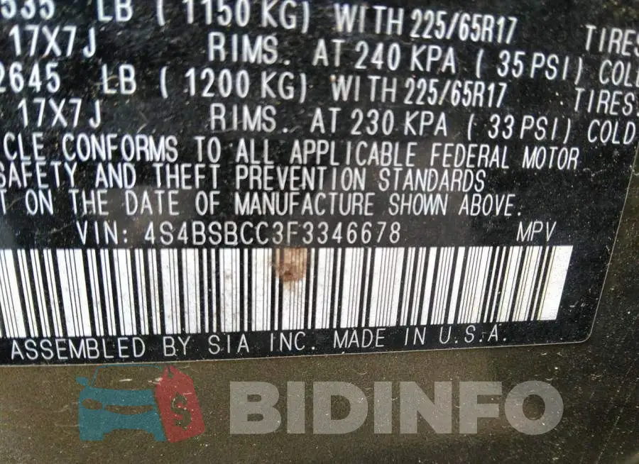 4S4BSBCC3F3346678 Photo# 9