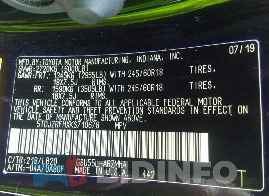 5TDJZRFHXKS710678 Photo# 9