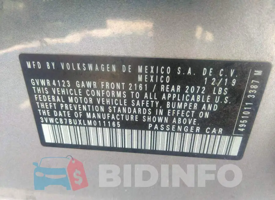 3VWCB7BUXLM011165 Photo# 9
