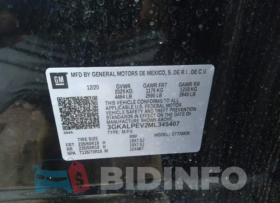 3GKALPEV2ML345407 Photo# 9