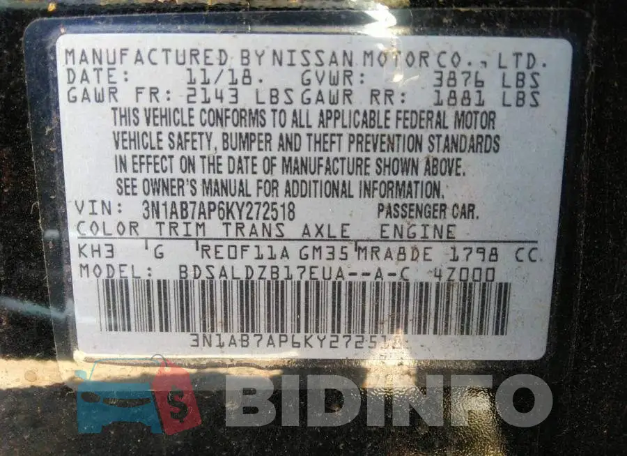 3N1AB7AP6KY272518 Photo# 9