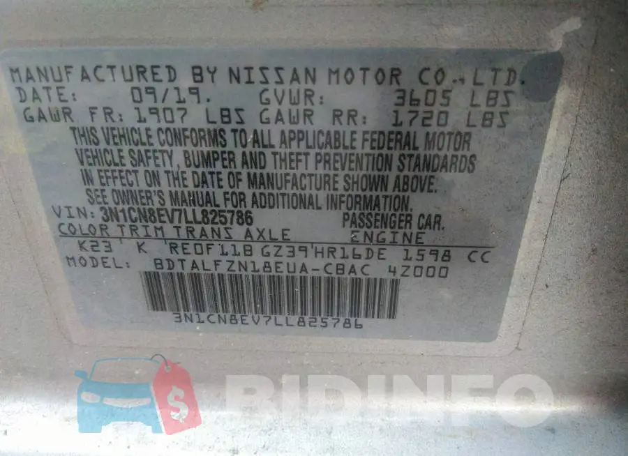 3N1CN8EV7LL825786 Photo# 8