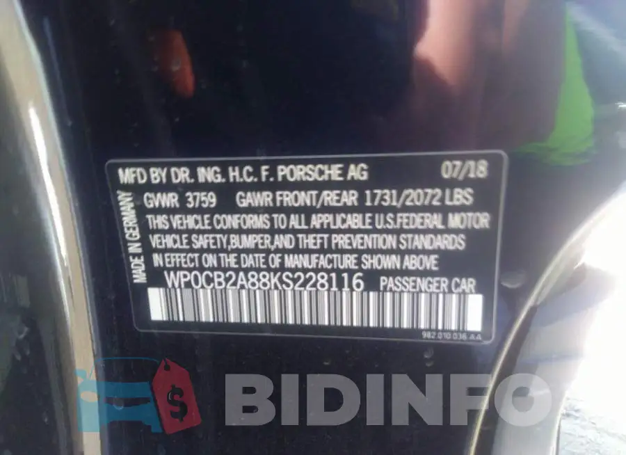 WP0CB2A88KS228116 Photo# 9