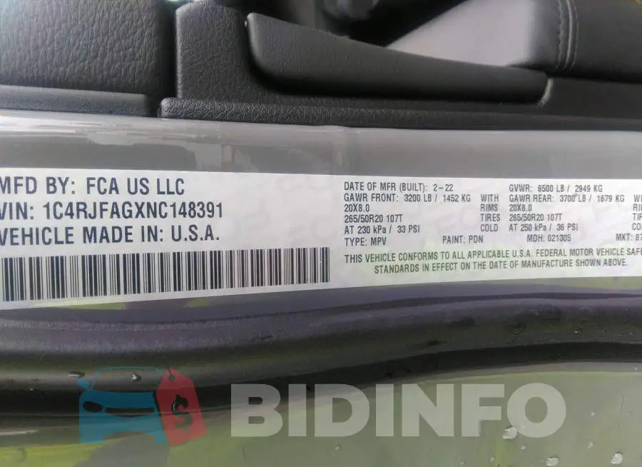 1C4RJFAGXNC148391 Photo# 9