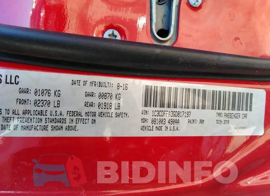 1C3CDFFA3GD817197 Photo# 9