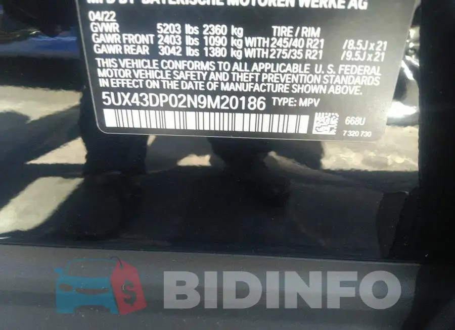 5UX43DP02N9M20186 Photo# 9