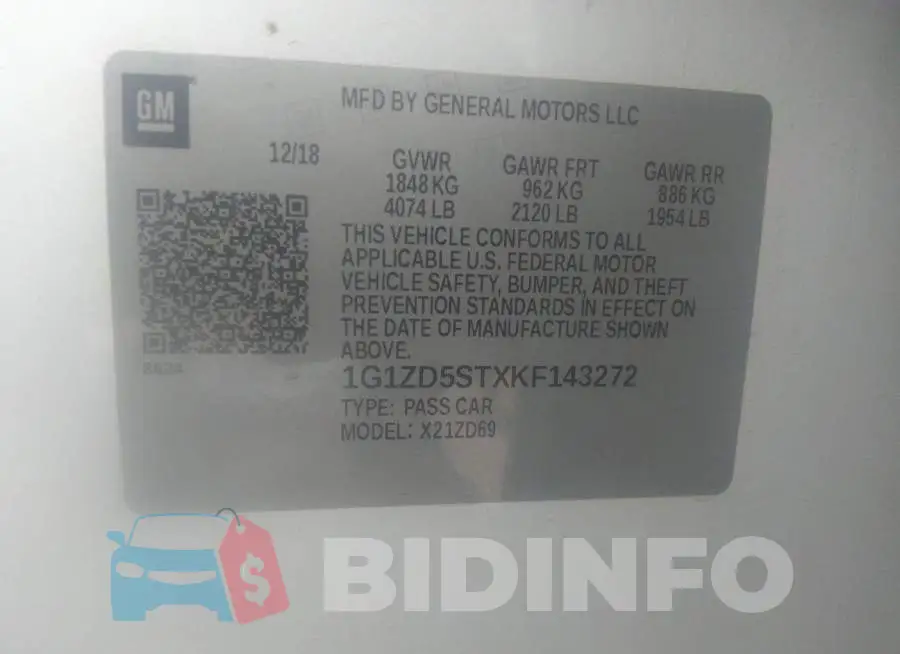 1G1ZD5STXKF143272 Photo# 9