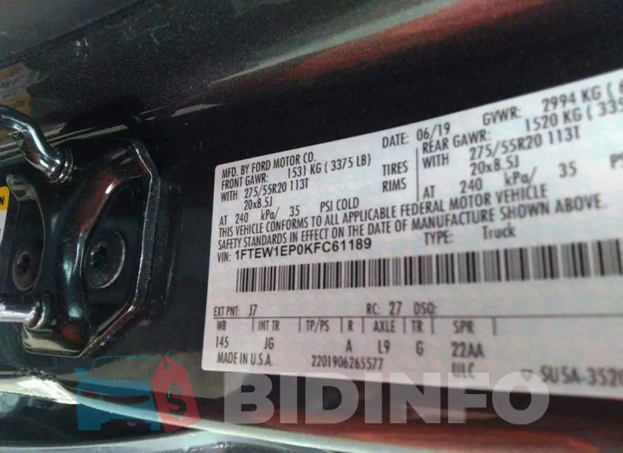 1FTEW1EP0KFC61189 Photo# 9