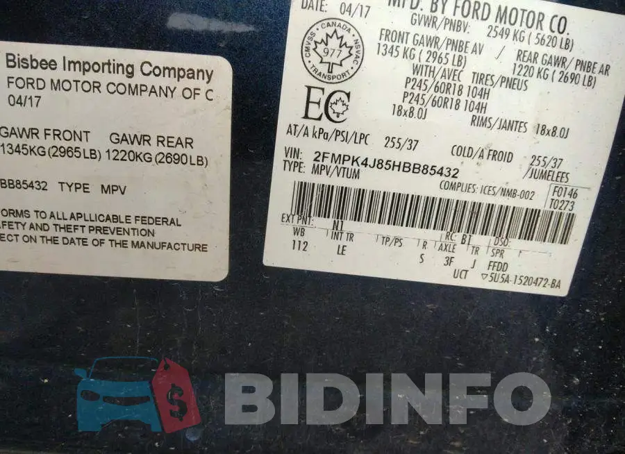 2FMPK4J85HBB85432 Photo# 9
