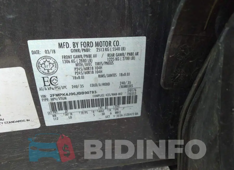 2FMPK4J96JBB90783 Photo# 9