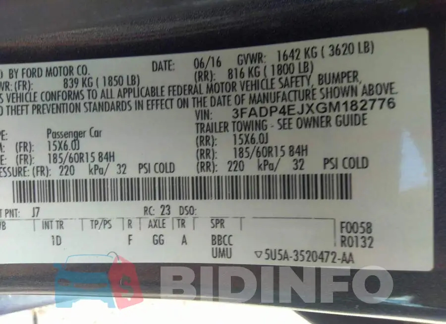 3FADP4EJXGM182776 Photo# 9