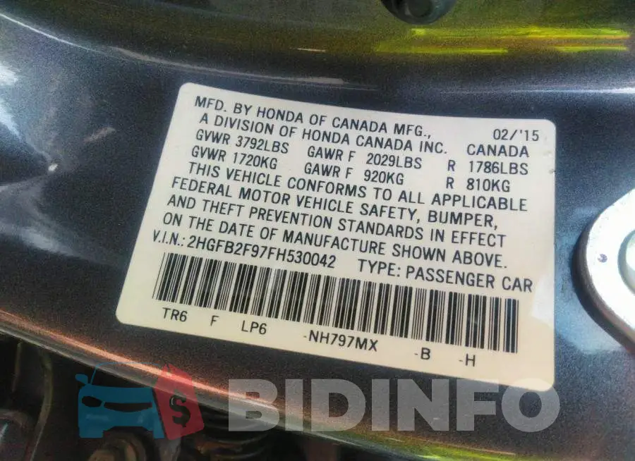 2HGFB2F97FH530042 Photo# 9