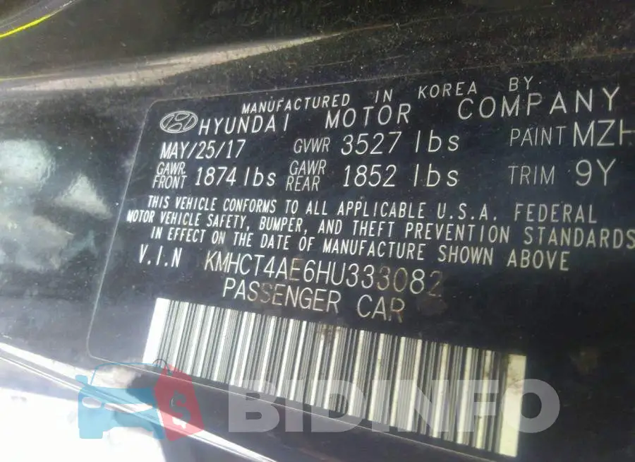KMHCT4AE6HU333082 Photo# 9