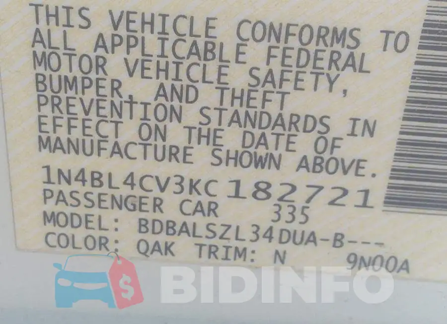 1N4BL4CV3KC182721 Photo# 9