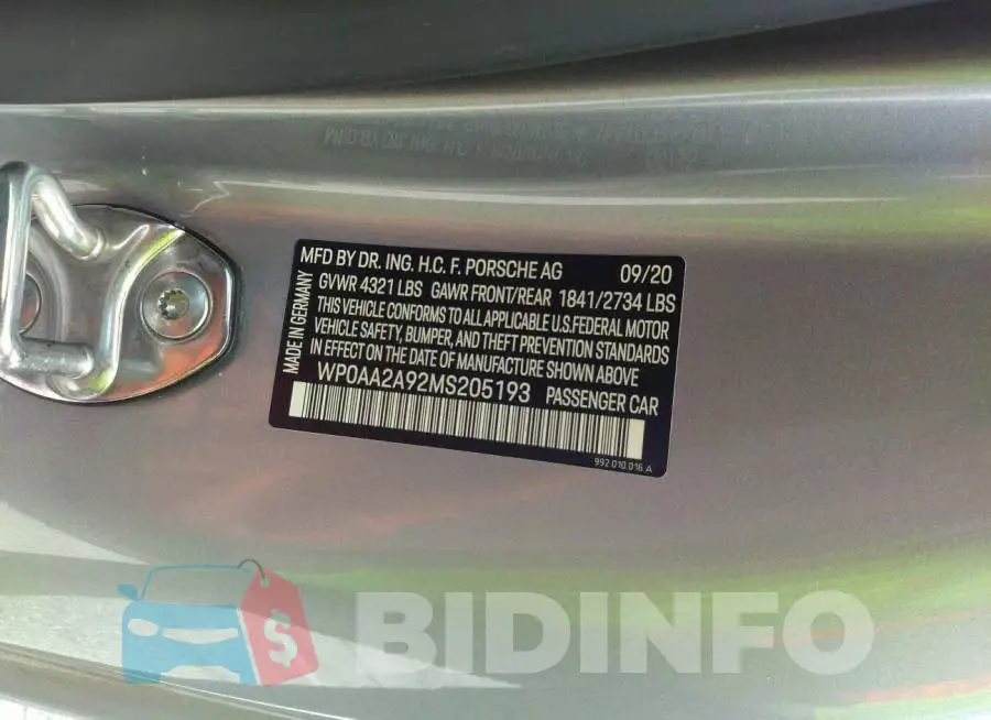 WP0AA2A92MS205193 Photo# 8